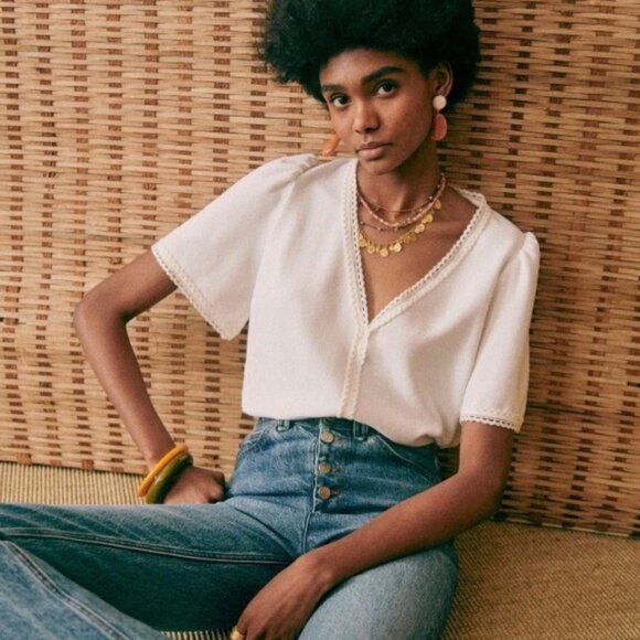 like new Sézane Tina blouse / ecru / size 2 or EU34 - Picture 2 of 11